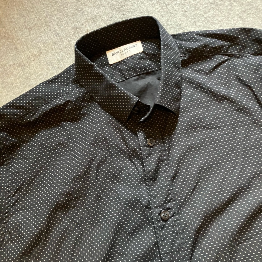 Saint Laurent 2015 Polka Dot Print Shirt -- 40 - 15 3/4
